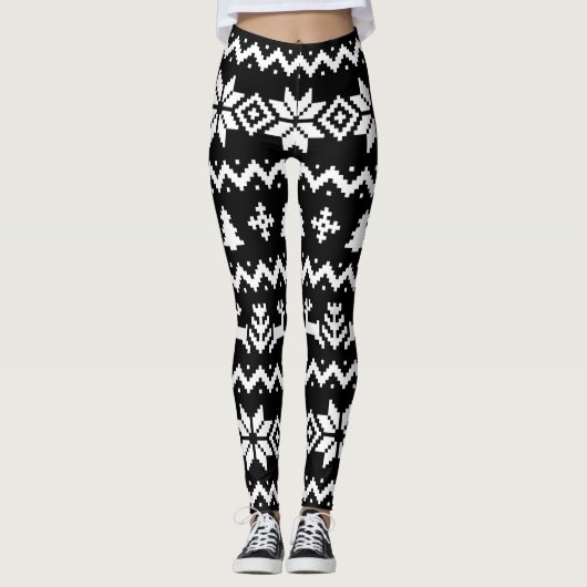 Oogzalig geveegd kerstpatroon Leggings (Voorkant)