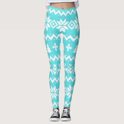 Oogzalig geveegd kerstpatroon Leggings (Voorkant)