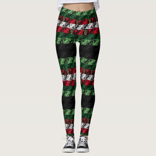 Oogzalig kerstfeest-Damaspatroon Leggings (Voorkant)