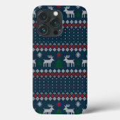Oogzalig kerstfeest Faux Knit Pattern Case-Mate iPhone Case (Achterkant)