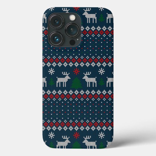 Oogzalig kerstfeest Faux Knit Pattern Case-Mate iPhone Case (Achterkant)