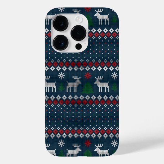Oogzalig kerstfeest Faux Knit Pattern-Feestdagen Case-Mate iPhone Case (Achterkant)