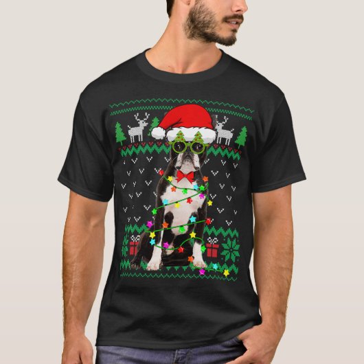 Oogzalig kerstfeest laat Boston Terrier Dog P T-shirt (Voorkant)