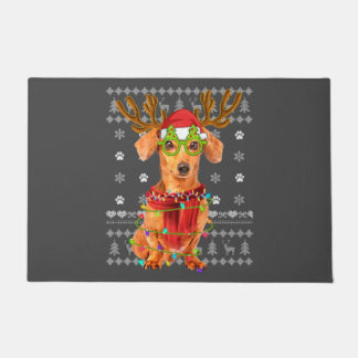 Oogzalig kerstfeest met kerstverlichting Dachshund Deurmat