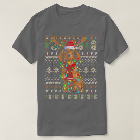 Oogzalig kerstfeest met kerstverlichting Dachshund T-shirt (Design voorkant)