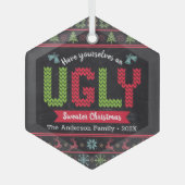 Oogzalig kerstfeest Nordic Knit Fun Chalkboard Glas Ornament (Voorkant)
