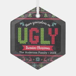 Oogzalig kerstfeest Nordic Knit Fun Chalkboard Glas Ornament