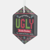 Oogzalig kerstfeest Nordic Knit Fun Chalkboard Glas Ornament (Voorkant links)