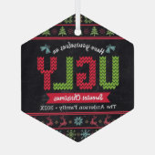 Oogzalig kerstfeest Nordic Knit Fun Chalkboard Glas Ornament (Achterkant)