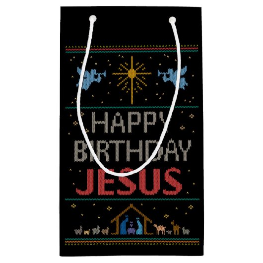 Oogzalig Sweater Design Happy Birthday Jesus Relig Klein Cadeauzakje (Achterkant)