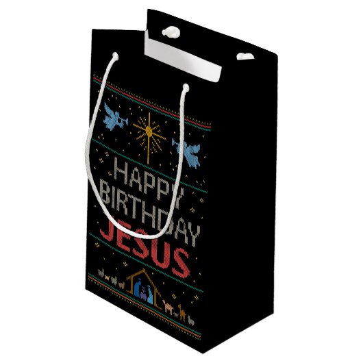 Oogzalig Sweater Design Happy Birthday Jesus Relig Klein Cadeauzakje (Achterkant Gekanteld)