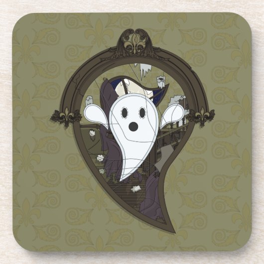 Ooh de Ghost Square Coaster Onderzetter (Voorkant)