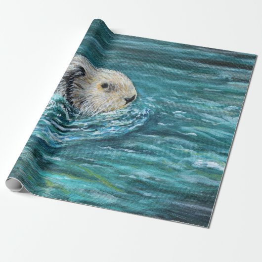 Ooh Goody Lunchtime Zee Otter Painting Cadeaupapier (Uitgerold)