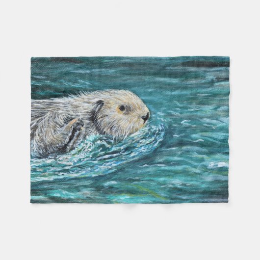 Ooh Goody Lunchtime Zee Otter Painting Fleece Deken (Voorkant (Horizontaal))