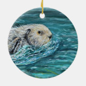Ooh Goody Lunchtime Zee Otter Painting Keramisch Ornament (Achterkant)