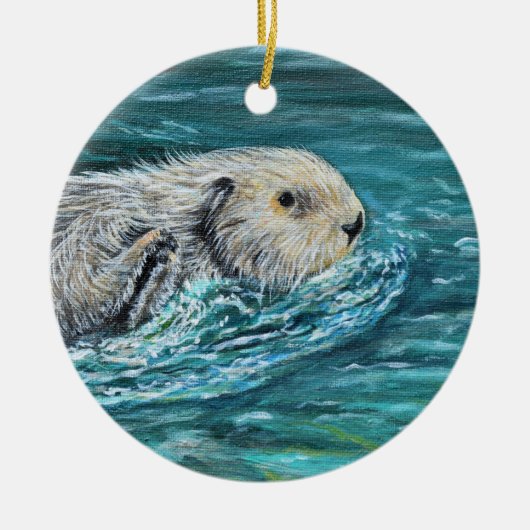 Ooh Goody Lunchtime Zee Otter Painting Keramisch Ornament (Voorkant)