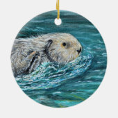 Ooh Goody Lunchtime Zee Otter Painting Keramisch Ornament (Achterkant)