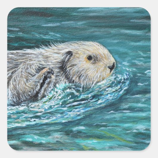 Ooh Goody Lunchtime Zee Otter Painting Vierkante Sticker (Voorkant)