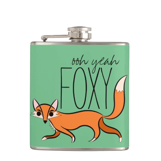 Ooh Ja Foxy Cute Fox Slogan Heupfles (Voorkant)