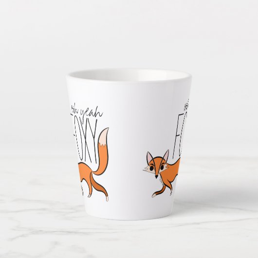 Ooh Ja Foxy Cute Fox Slogan Latte Mok (Voorkant)