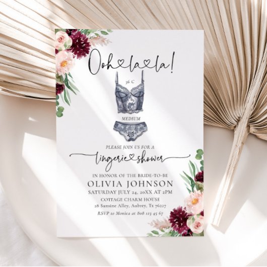 Ooh la Bra Lingerie Bridal Shower Uitnodiging