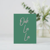 Ooh La Funny French Quote Pink en Green Briefkaart (Staand voorkant)