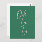 Ooh La Funny French Quote Pink en Green Briefkaart (Voorkant / Achterkant)