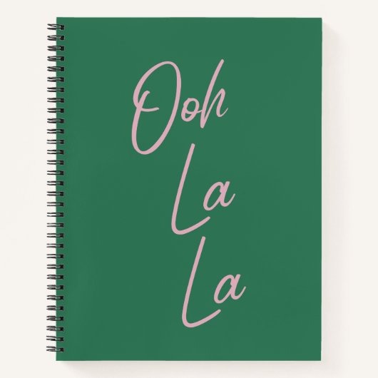 Ooh La Funny French Quote Pink en Green Notitieboek (Voorkant)