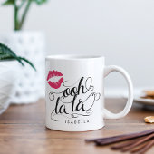 Ooh La La Black & Roze Lip Print Typografie Koffiemok