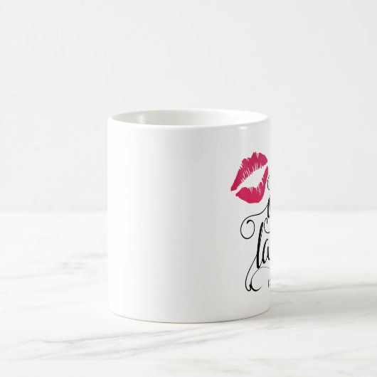 Ooh La La Black & Roze Lip Print Typografie Koffiemok (Center)