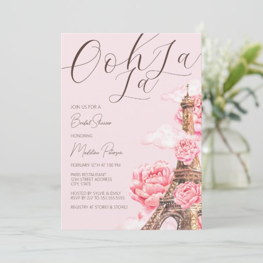 Ooh La La Eiffeltoren Paris Bruidsmeisjesfeest Kaart (Staand voorkant)