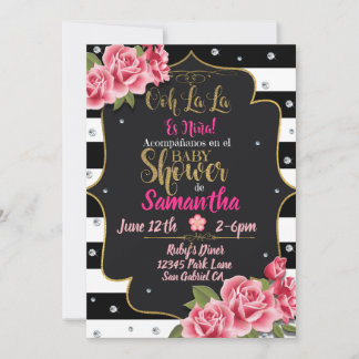 ooh la la floral Baby shower uitnodiging
