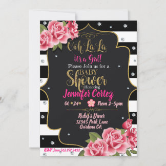 ooh la la floral Baby shower uitnodiging