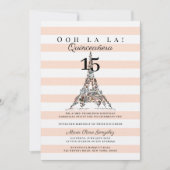 Ooh La La Floral Eiffel Tower Paris Quinceañera Kaart (Voorkant)