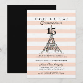 Ooh La La Floral Eiffel Tower Paris Quinceañera Kaart