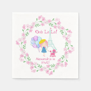 Ooh La La! Frans Meisje & Roze Poodle Papier Servet