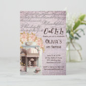 Ooh La La French Floral Paris Cafe Party Kaart (Staand voorkant)