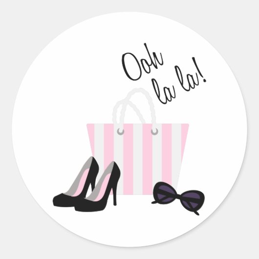 Ooh La La Kleding Ronde Sticker (Voorkant)