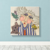 "Ooh la la la" grillige portret canvas Print (Insitu (Houten vloer))