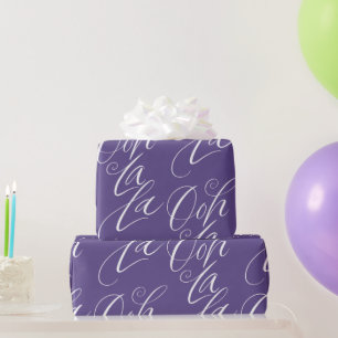 Ooh La La Lettering artistiek ultraviolet Paars Cadeaupapier