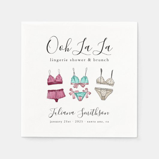 Ooh La La Lingerie Bruiloft Feest Servet (Voorkant)