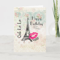 Ooh La La Parijs Eiffeltoren Gelukkige Verjaardag