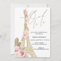 Ooh La La, Parijs thema, Bruidsuitnodiging, Eiffel