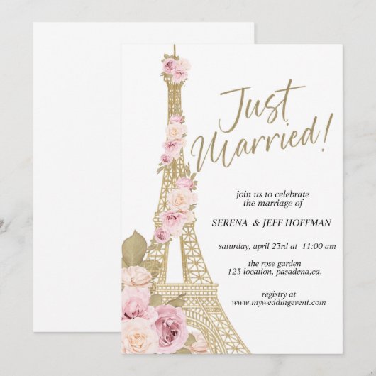 Ooh La La, Parijs thema, net getrouwd, Eiffeltoren Kaart (Voorkant / Achterkant)