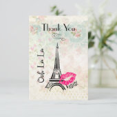 Ooh La La Paris Eiffel Tower Dank u Bedankkaart (Staand voorkant)