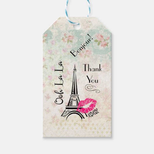 Ooh La La Paris Eiffel Tower Dank u Cadeaulabel (Voorkant)
