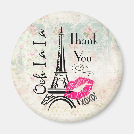 Ooh La La Paris Eiffel Tower Dank u Magneet (Voorkant)