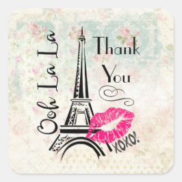 Ooh La La Paris Eiffel Tower Dank u Vierkante Sticker
