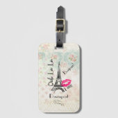 Ooh La La Paris Eiffel Tower on  Pattern Bagagelabel (Voorkant (verticaal))