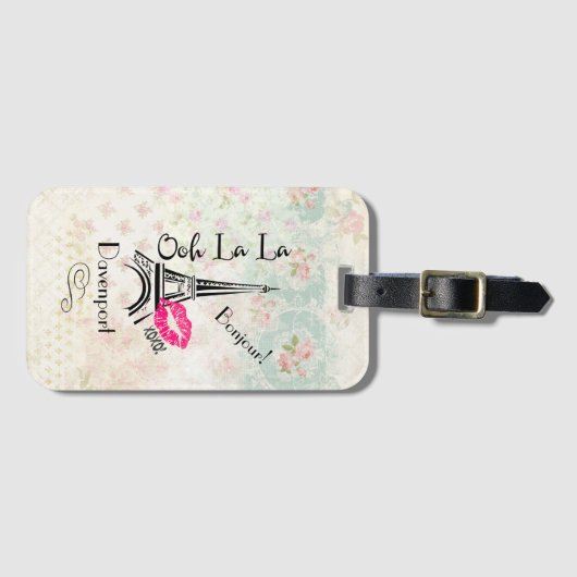 Ooh La La Paris Eiffel Tower on  Pattern Bagagelabel (Voorkant (horizontaal))